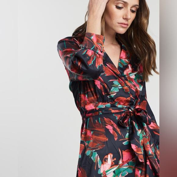 NWT ASOS Lost Ink wide leg jumpsuit with tie waist in abstract floral print XXS - Picture 8 of 16